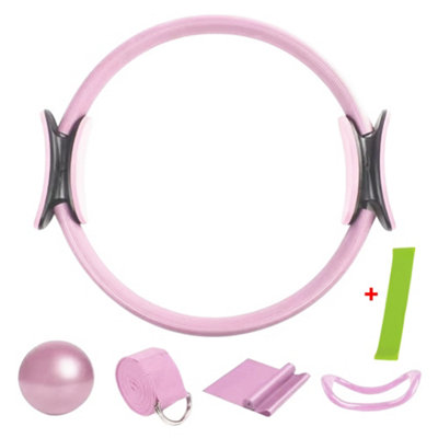 Pilates Ring Und Ball Set, Pilates Kit Für Heimtraining, Pilates Ball Ring Widerstandsbänder Set, 5X Yoga -Bänder Dehnungsgürtel, Trainingsausrüstung Für Stabilität, Fitness Und Kernkraft
