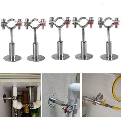 5Pcs Stainless Steel Adjustable Pipe Support Clamps For Diameter 32 ...