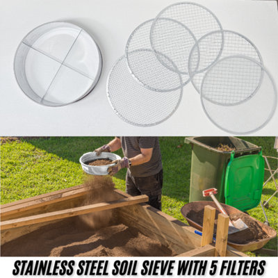 5Pcs Stainless Steel Soil Sieve Set Garden Compost Sifter with 5 Mesh ...