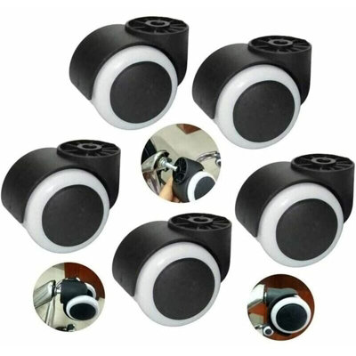 For 1 seat) Rubber wheels 50 mm Office chair Swivel castors Double castors for replacement Swivel universal handlebar pins (5