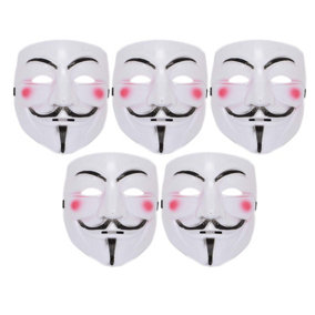 5pcs Vendetta Face Mask - Halloween Costume Accessories, Guy Fawkes Fancy Dress