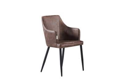 5PCs Zarah Cosmo Dining Table Set w/ a Black Dining Table & 6 Dark Brown Faux Leather Dining Chairs for Dining Room