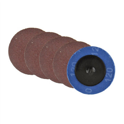 5pk Flap Disc Set 50mm Twist Button Abrasive Discs Sanding 120 Grit SIL233