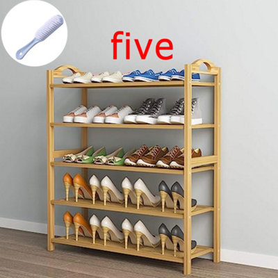 5TIERS BAMBOO SHOE RACK FOOTWEAR ORGANISER WOODEN STORAGE SHELVES STAND UK