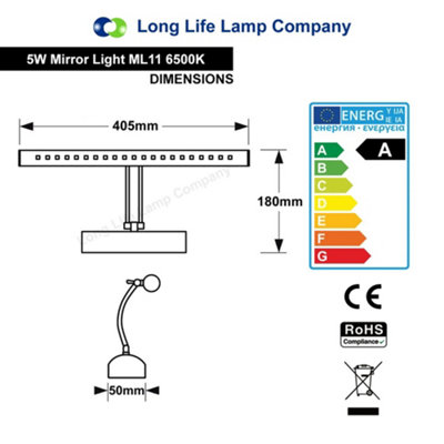 5w LED Bathroom Mirror Wall Light Cool White 6500k IP20 ML11