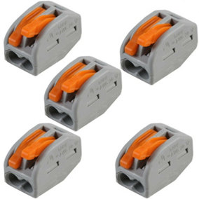 5x 2 Way WAGO Connector 32A Electrical Lever Terminal Block Push Fit Junction