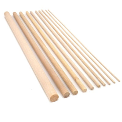 5x 25mm Wood Dowels Smooth Rod Pegs 1m