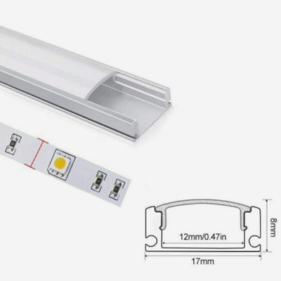5x 2m Aluminium Profile Surface For LED Lights Strip Channel with Opal Cover - Aluminium Finish