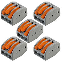 5x 3 Way WAGO Connector 32A Electrical Lever Terminal Block Push Fit Junction