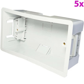 5x 47mm Deep Plasterboard Back Box Double Dry Lining Wall Flush Mount Pattress