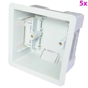 5x 47mm Deep Plasterboard Back Box Single Dry Lining Wall Flush Mount Pattress