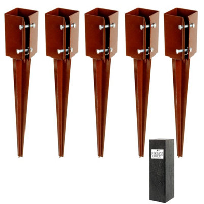 5x 75mm (3") Industrial Fence Post Spike Support 600mm Long (Includes Driving Tool)