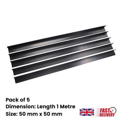 5x Black 50 x 50mm plastic Angle Trim 1 Metre UPVC Trim for Edges & Corners Perfect for Your Home or Office with 90 Degree Angles