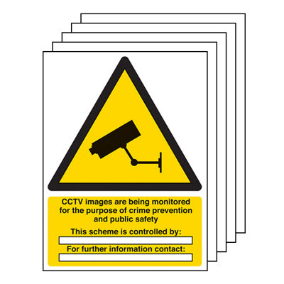 5x CCTV IMAGES ARE BEING MONITORED Security Sign 1mm Rigid Plastic A4