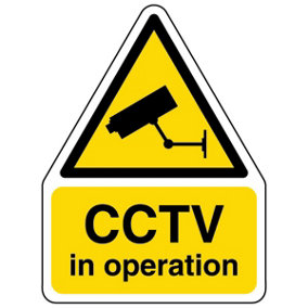 5x CCTV IN OPERATION Shaped Warning Sign - Self-Adhesive - 200x300mm