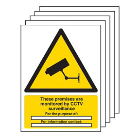5x CCTV THESE PREMISES ARE UNDER CCTV SURVEILLANCE - Self Adhesive A4