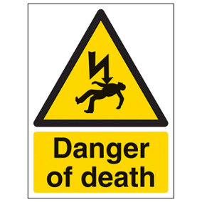 5x DANGER OF DEATH Electrical Warn Safety Sign - 1mm Plastic 200x300mm