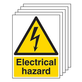 5x ELECTRICAL HAZARD Warning Safety Sign - Self Adhesive - 150x200mm