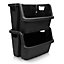 5x Heavy Duty Stacking Box Crate Veg Recycling Storage Box Home Tool Caddy Black