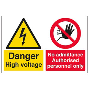 5x HIGH VOLTAGE/NO ADMITTANCE Electrical Safety Sign Plastic 300x200mm