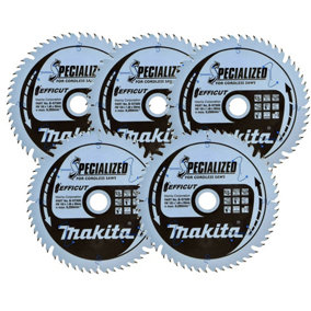 5x Makita B-57320 165mm x 20mm 56 Teeth Efficut Cordless Plunge Saw Blade DSP600