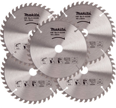 5x Makita D 03349 Circular Saw Blade 165 X 20 40 Teeth Suit DSS611