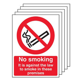 5x NO SMOKING IN THESE PREMISES Prohibit Sign Self Adhesive 150x200mm