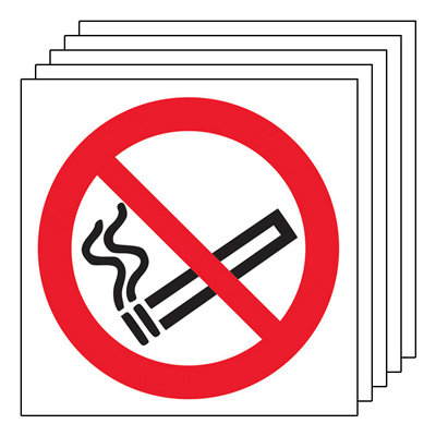 5x NO SMOKING Prohibit Safety Sign Logo - Self Adhesive Vinyl 80x80mm