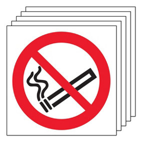 5x NO SMOKING Prohibit Safety Sign Logo - Self Adhesive Vinyl 80x80mm