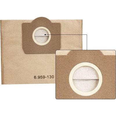 5x Paper Filter Bags for Karcher 6 dot 959 130 dot 0 WD3 WD3P MV3 Wet