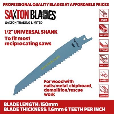 5x Saxton R610DF Reciprocating Saw Demolition Blades Wood Metal