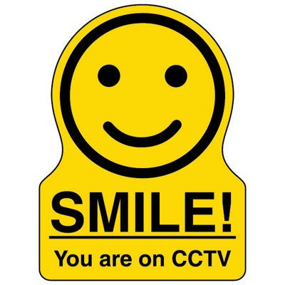 5x SMILE YOU ARE ON CCTV Warning Sign Smiley Self Adhesive 150x200mm