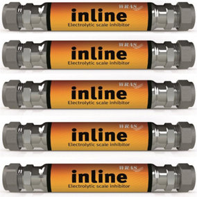 5x Trappex Inline Electrolytic Scale Reducer Inhibitor 15mm Compression WRAS