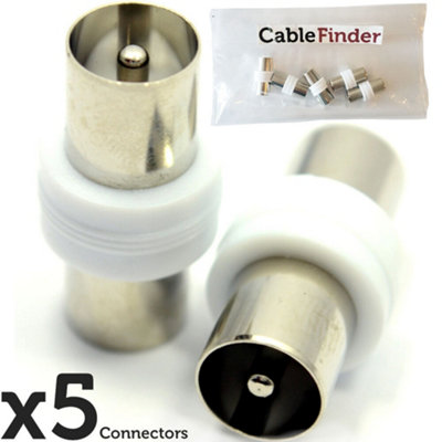 5x TV Aerial Cable Coupler Adapters Male to Plug Joiner RF Coaxial Coax