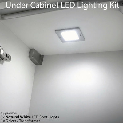 5x Ultra-Slim Aluminium Under Cabinet Kitchen Lights with Driver Kit - Natural White LED