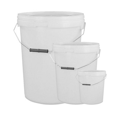 5x White Strong 25L Hard Wearing Plastic Buckets With Tamper Evident Lids & Handles - 3