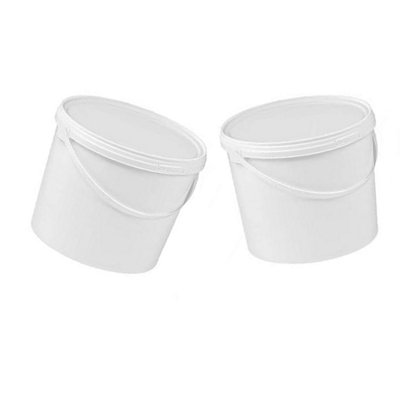5x White Strong 5L Hard Wearing Plastic Buckets With Tamper Evident Lids & Handles - 3