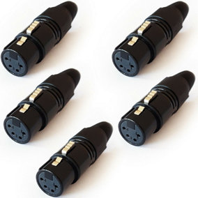 5x XLR 4 Pin Pole Female Connector Socket Solder Adapter Audio Cable Lead Jack