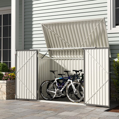 5x3 ft Garden Storage Shed with Double Lockable Doors Metal Sheds Storage House for Bicycles Trash Can