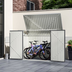 5x3 ft Garden Storage Shed with Double Lockable Doors Metal Sheds Storage House for Bicycles Trash Can