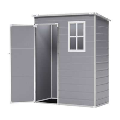 5X3ft Garden Plastic Storage Shed Lockable Door with Black Roof and Floor