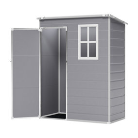 5X3ft Garden Plastic Storage Shed Lockable Door with Black Roof and Floor