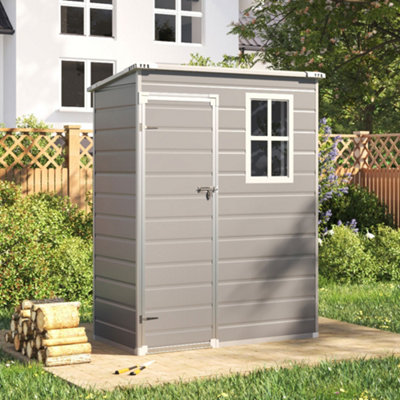 5X3ft Garden Plastic Storage Shed Lockable Door with Black Roof and Floor