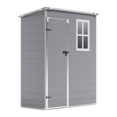 5X3ft Garden Plastic Storage Shed Lockable Door with Black Roof and Floor