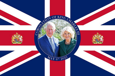 Union Jack Flags For Sale 5x3FT Union Jack Flag New King Charles III Queen Consort Camilla British Monarch Sovereign Coronation Celebration Britain Flag Garden Street Pub Union Jacks