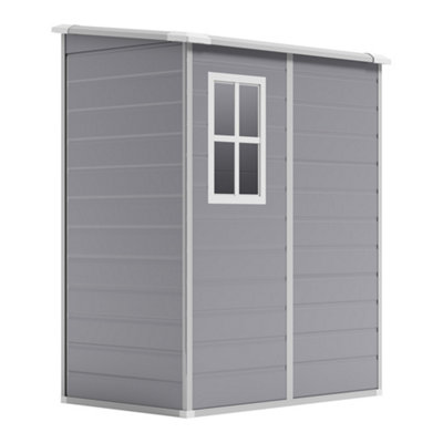 5x4 ft Waterproof Apex Roof Outdoor Plastic Shed Garden Storage Shed Tool Shed, Grey