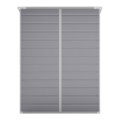 5x4 ft Waterproof Apex Roof Outdoor Plastic Shed Garden Storage Shed Tool Shed, Grey