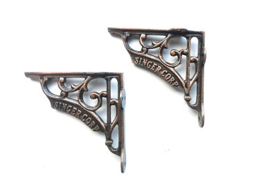 5X5 Shelf Brackets Singer Corp Antique Copper - Cast Iron