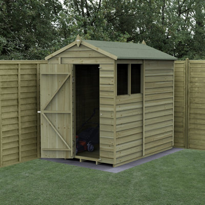 5x7 4LIFE Apex Shed 25yr Guarantee Overlap Pressure Treated  - Single Door - 2 Window