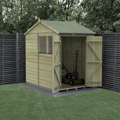 5x7 Reverse Apex Shed Beckwood 25yr Guarantee Shiplap Pressure Treated  - 2 Windows - Double Door